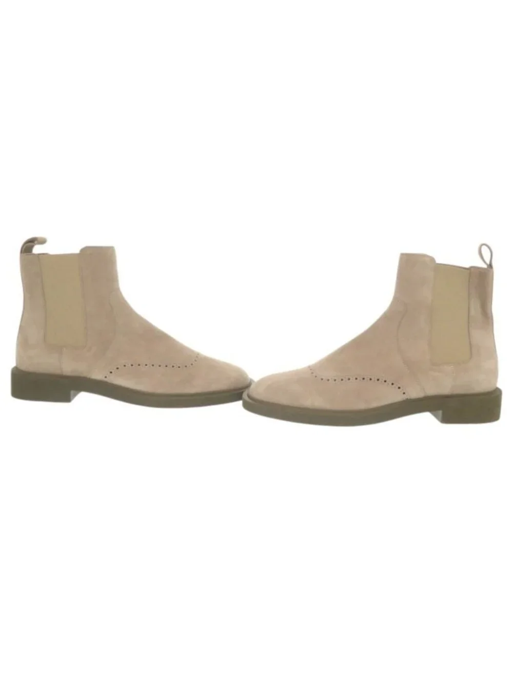 Hermes Ebony Suede 43.5 Beige Side Gore Short Boots